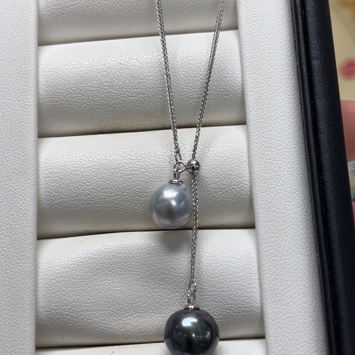 海水珍珠颈饰银S925镶嵌大溪地 真多麻 8-10mm 60号