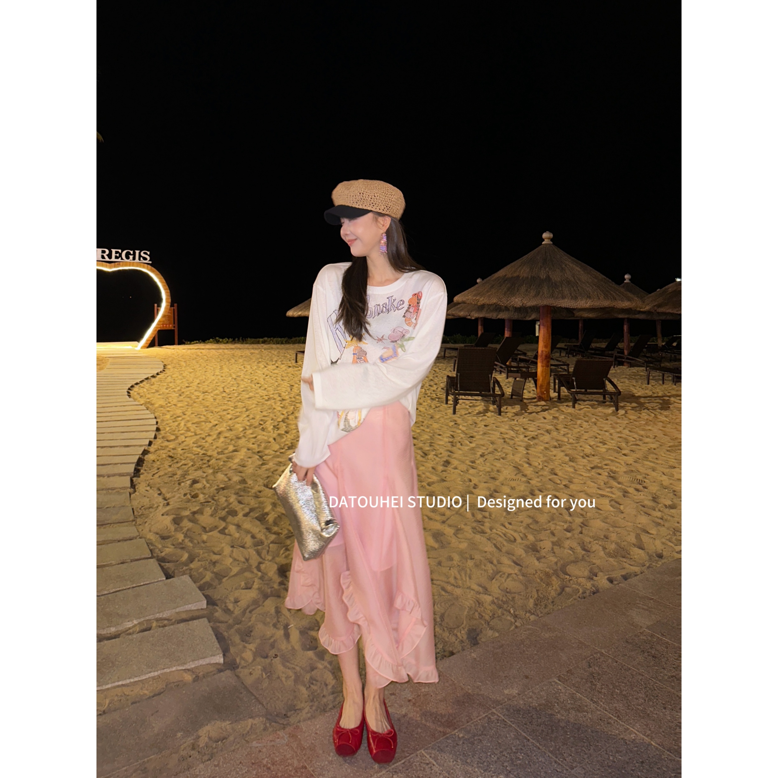 大头黑STUDIO【邂逅温柔】2025女春不规则大摆半身裙D225G00457