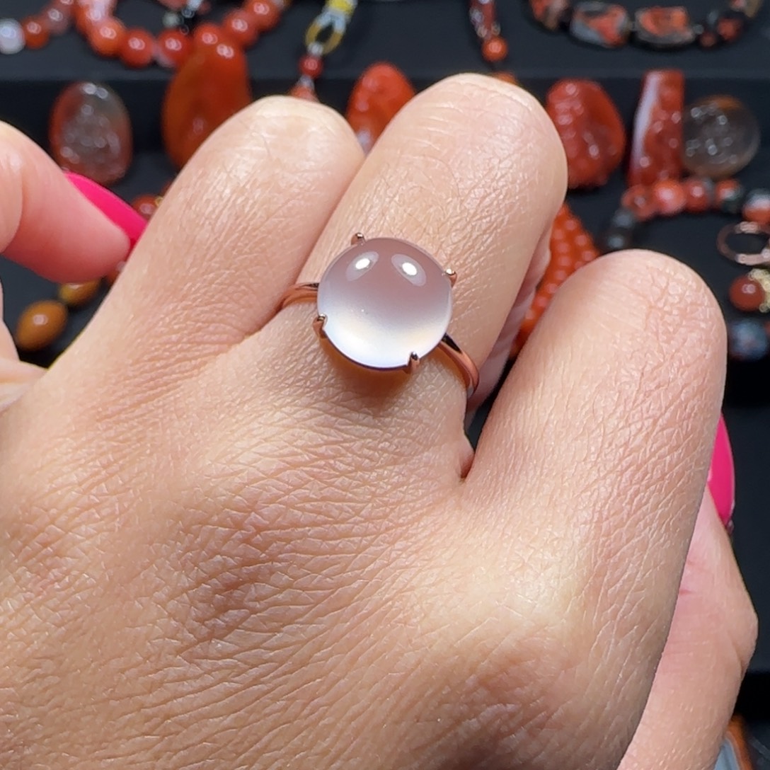 玛瑙/玉髓银S925镶嵌戒指开口