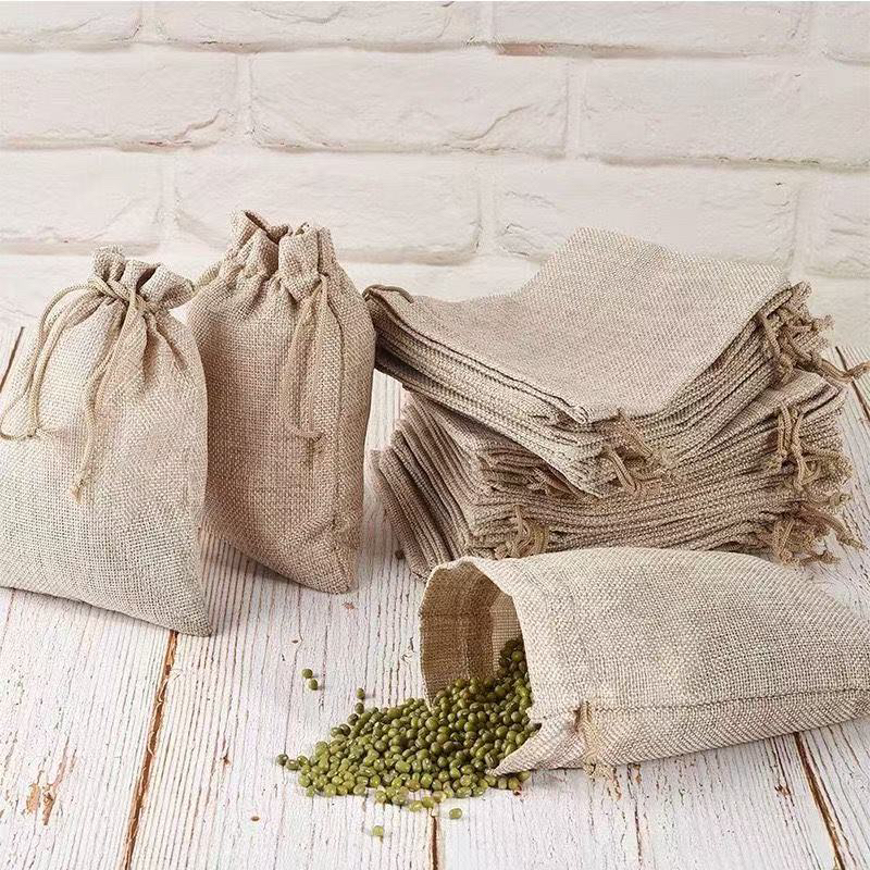 本色麻布袋抽绳束口袋可作咖啡豆包装袋香包香囊袋