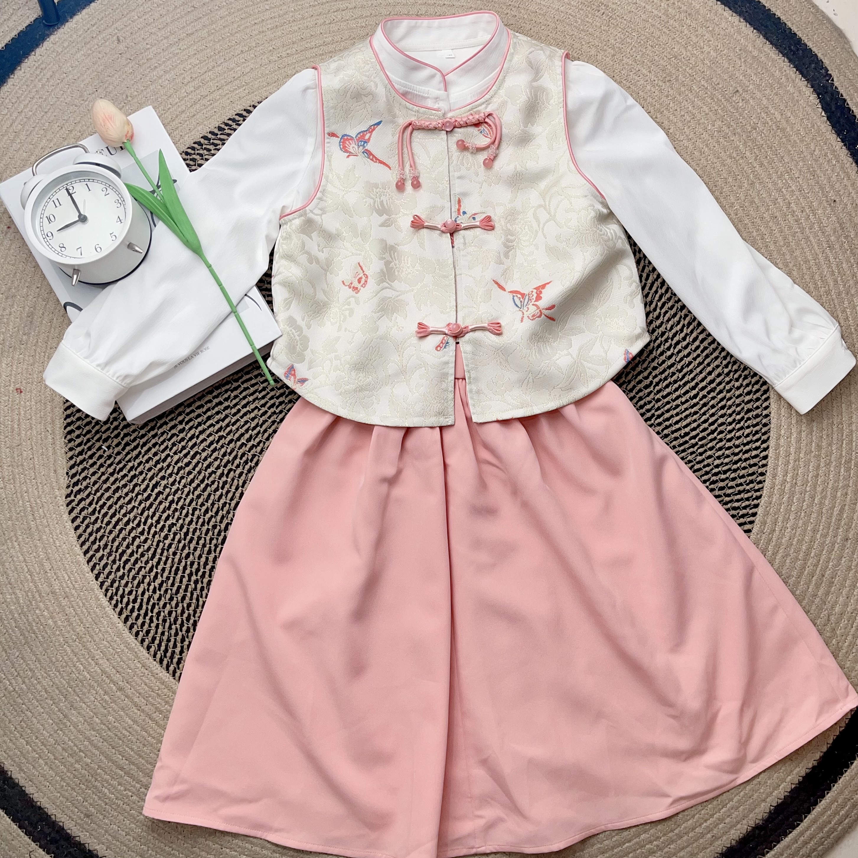 【亲子装-三件套】爱依服2025春季新款女童时尚民族风上下套裙