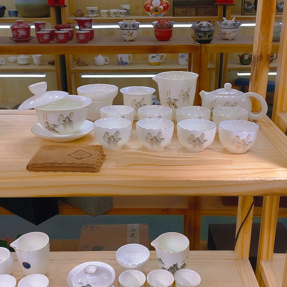 【不止】羊脂玉瓷茶具套装