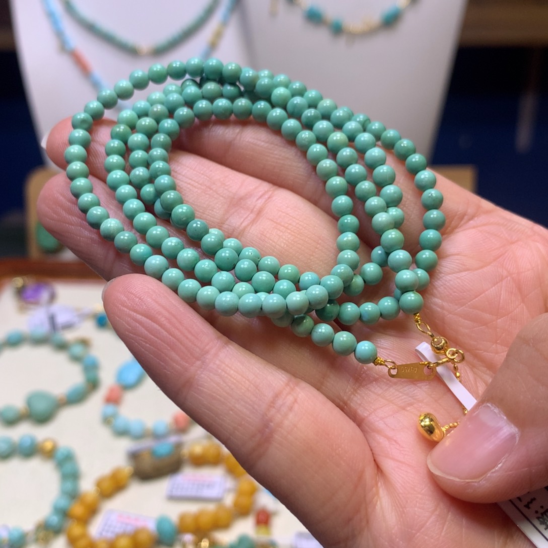 绿松石18K金镶嵌项链