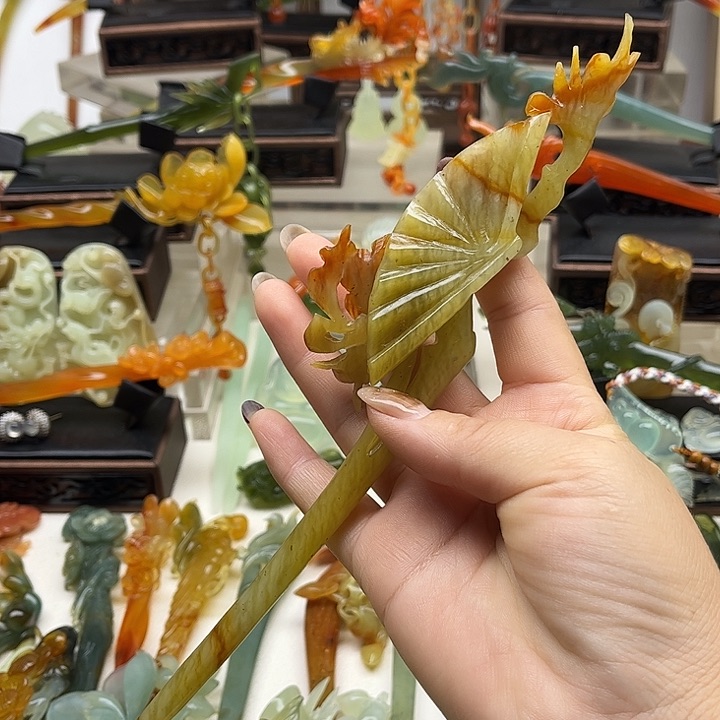 蛇纹石玉岫玉发簪未镶嵌