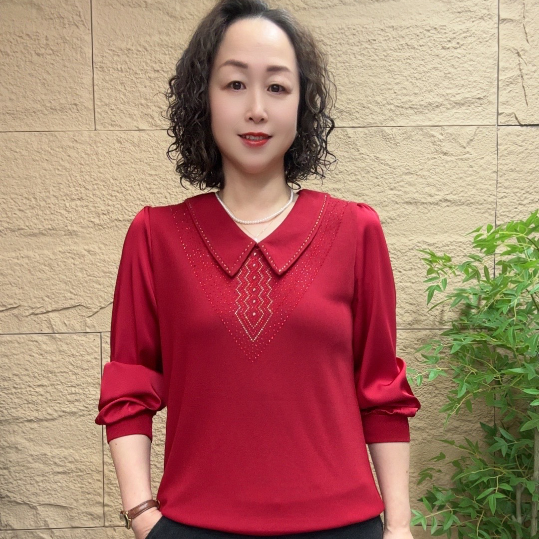 2024春季长袖新款妈妈装时尚洋气宽松显瘦气质中老年翻领体重小衫