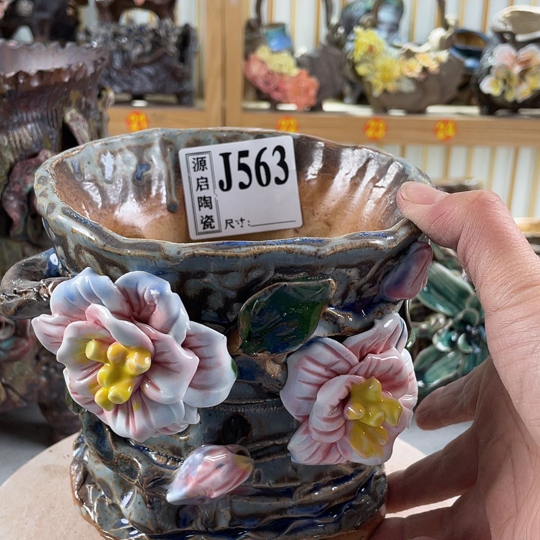 紫砂花盆景德镇陶瓷多肉花盆563
