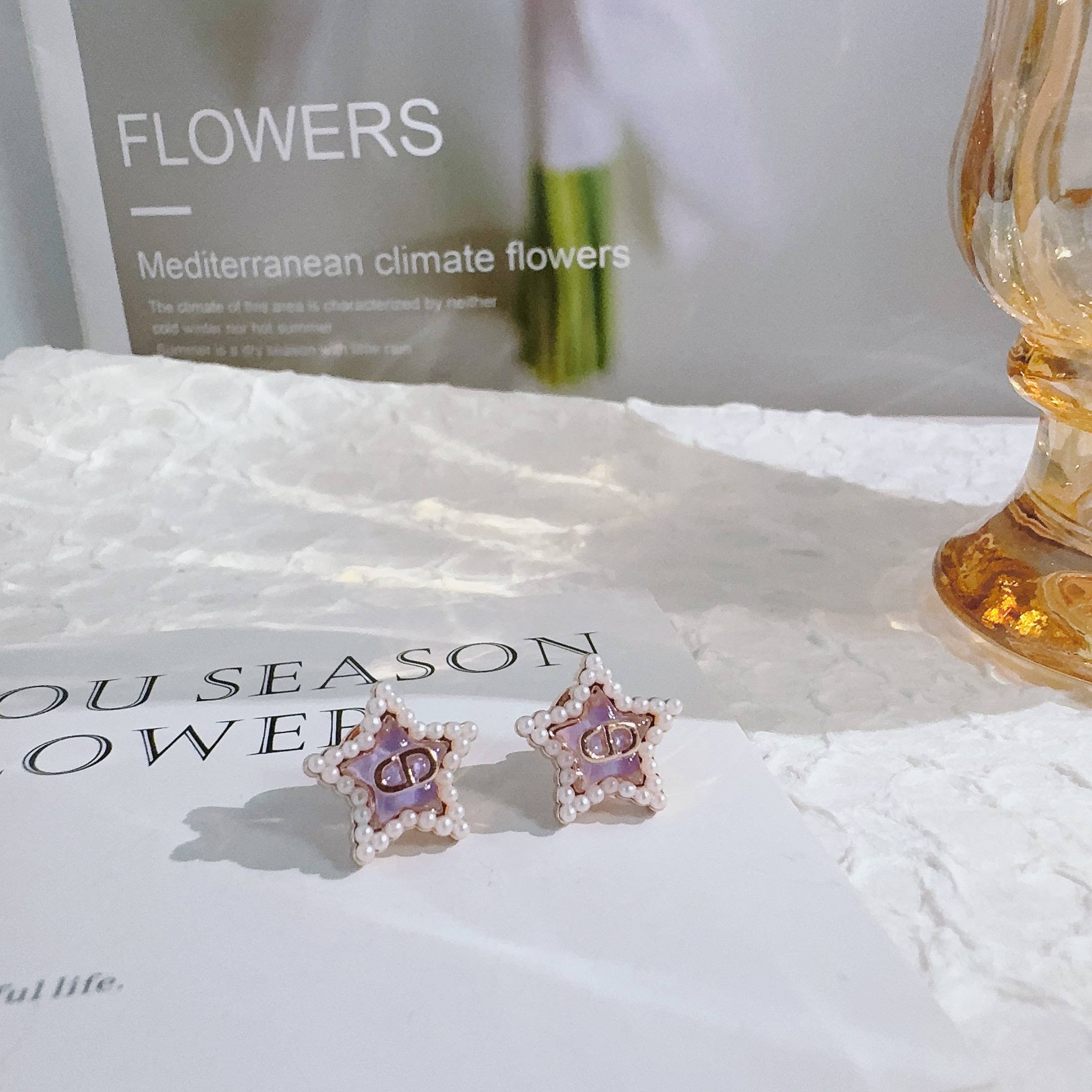 铜合金耳饰 4063 紫色星星耳钉