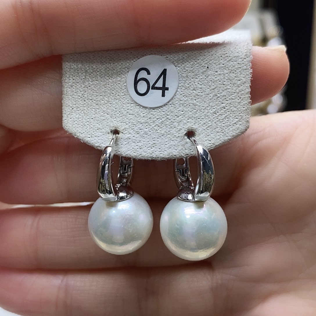 淡水珍珠耳饰银S925镶嵌