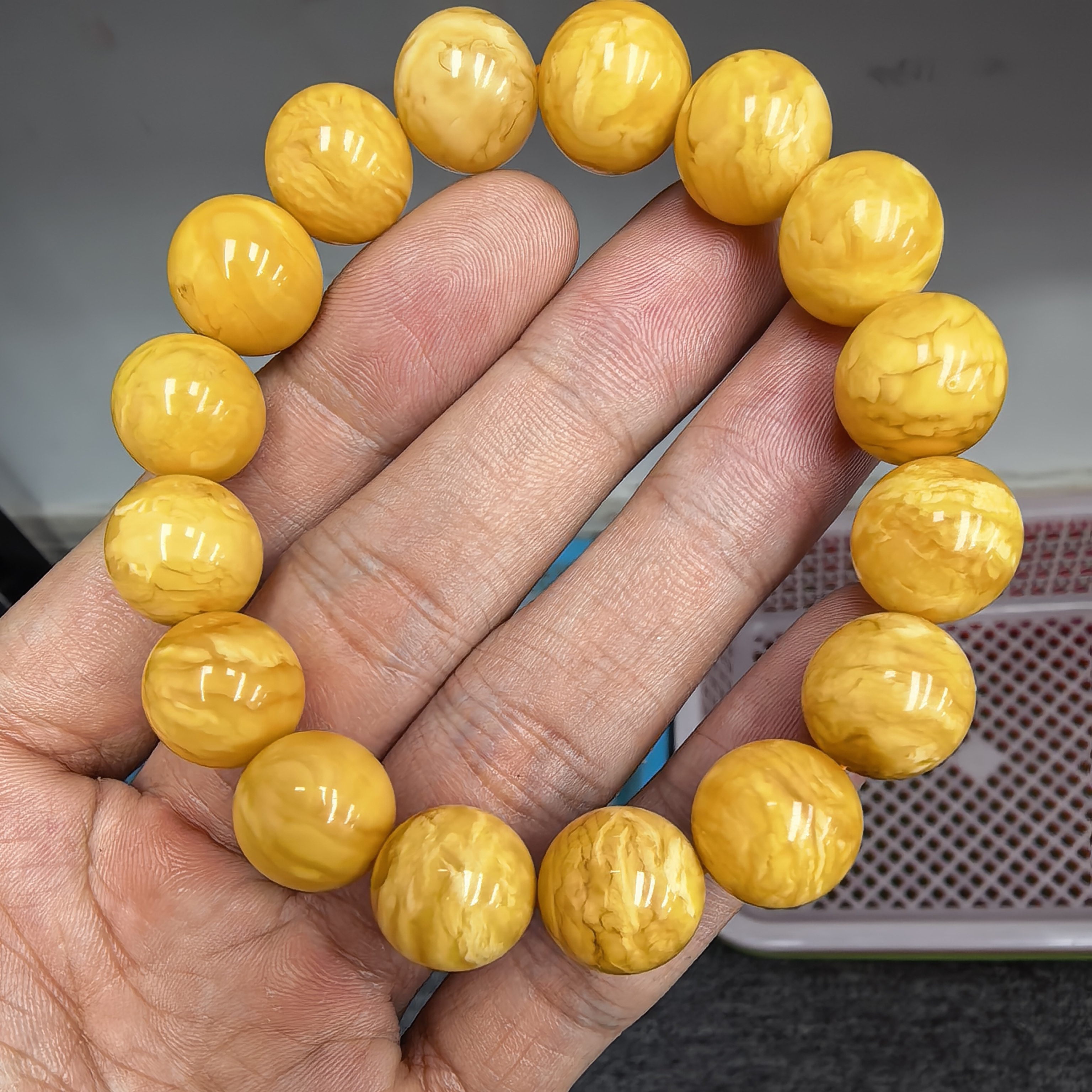 丹麦料浓蜡虎皮妖花手串13+（122）