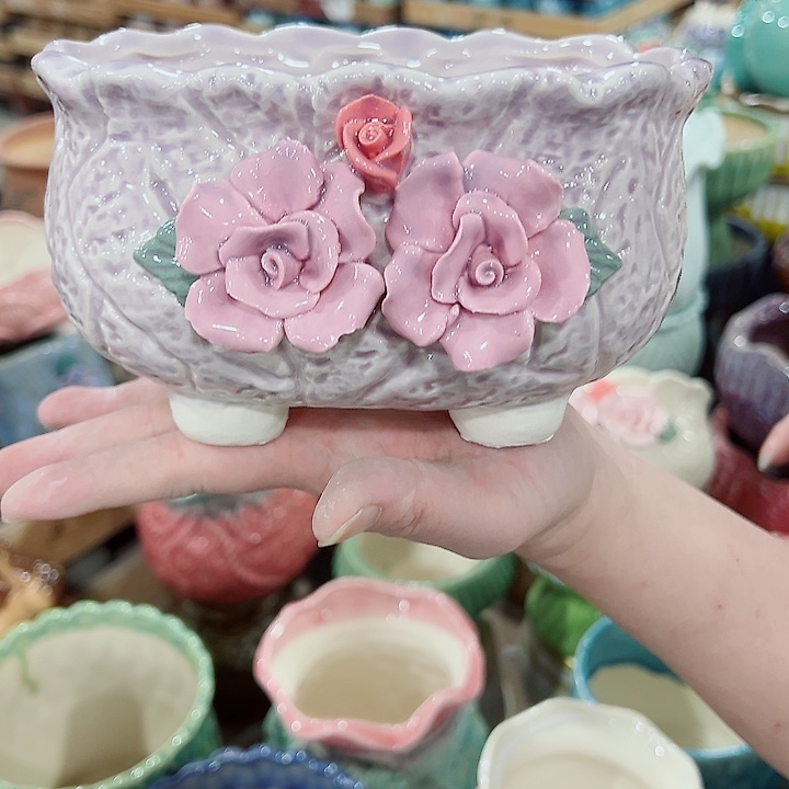 有孔，凑单福利满10元发货陶瓷多肉花盆！