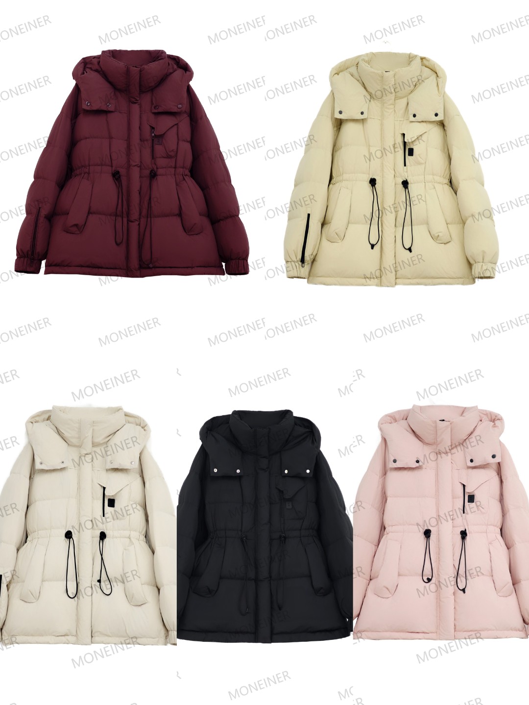 新国标90白鸭绒羽绒服中长款气质冬季羽绒服女款红色战袍抽绳收腰