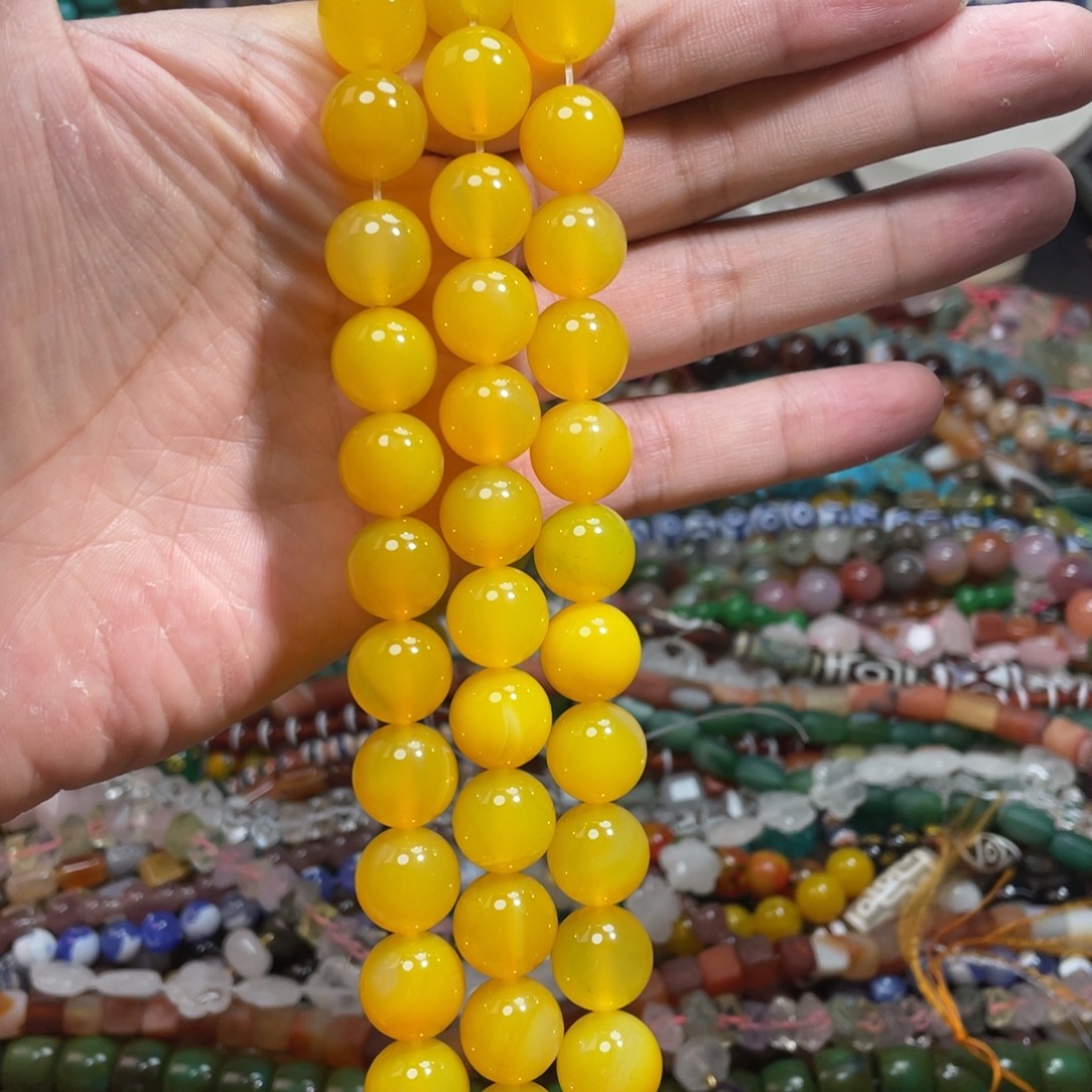 石英质玉，黄玛瑙14mm，未镶嵌