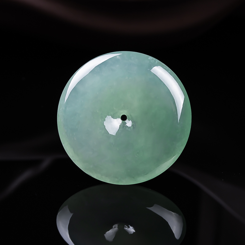 天然缅甸翡翠A货冰胶满绿平安扣 尺寸30.8-5.6mm
