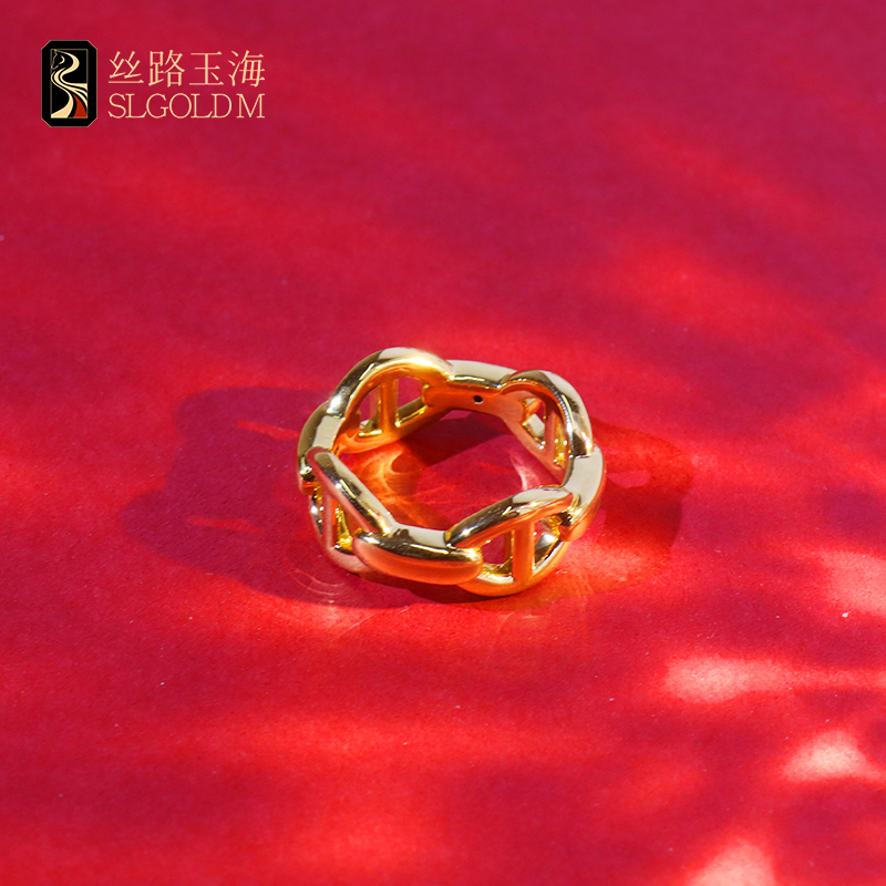 丝路玉海猪鼻戒指足金999气质轻奢时尚百搭复古法式精致优雅