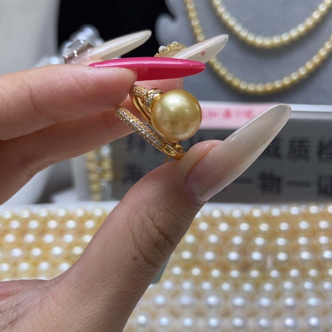 海水珍珠戒圈银S925镶嵌