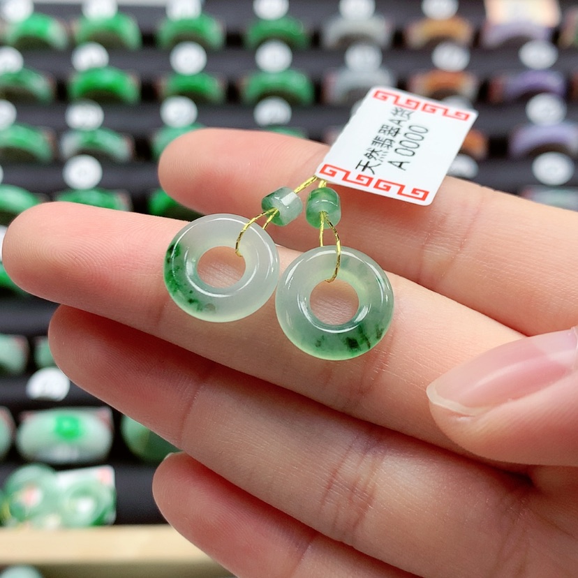 【闪购商品】翡翠戒指未镶嵌甜甜圈一对