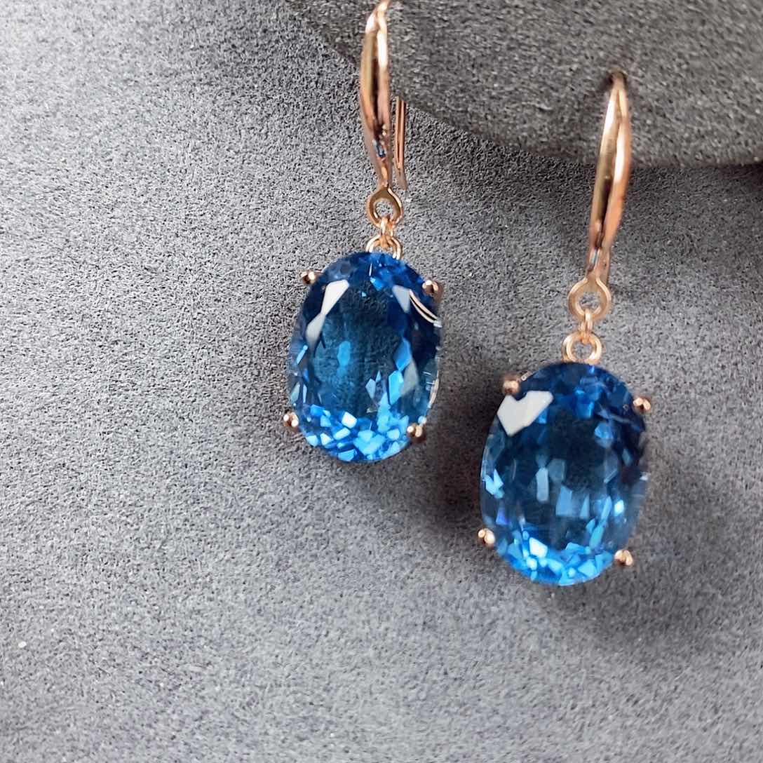 托帕石耳坠银S925镶嵌