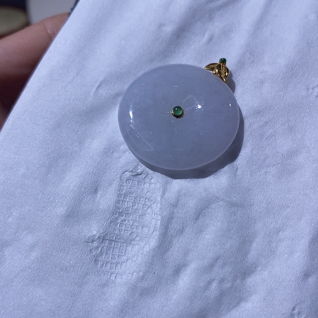 翡翠吊坠(不含链)18K金镶嵌