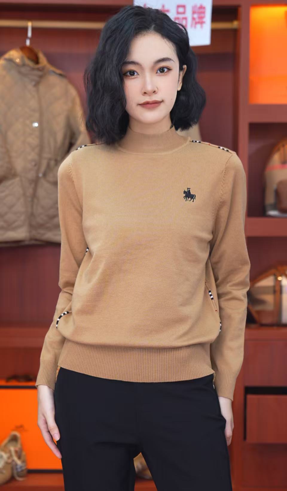 秋冬季新款欧货简约百搭时尚针织打底衫羊毛衫长袖套头圆领毛衣