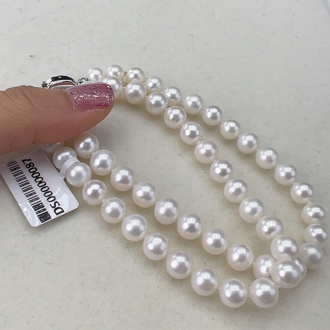 淡水珍珠颈饰银S925镶嵌➕7.8冷白