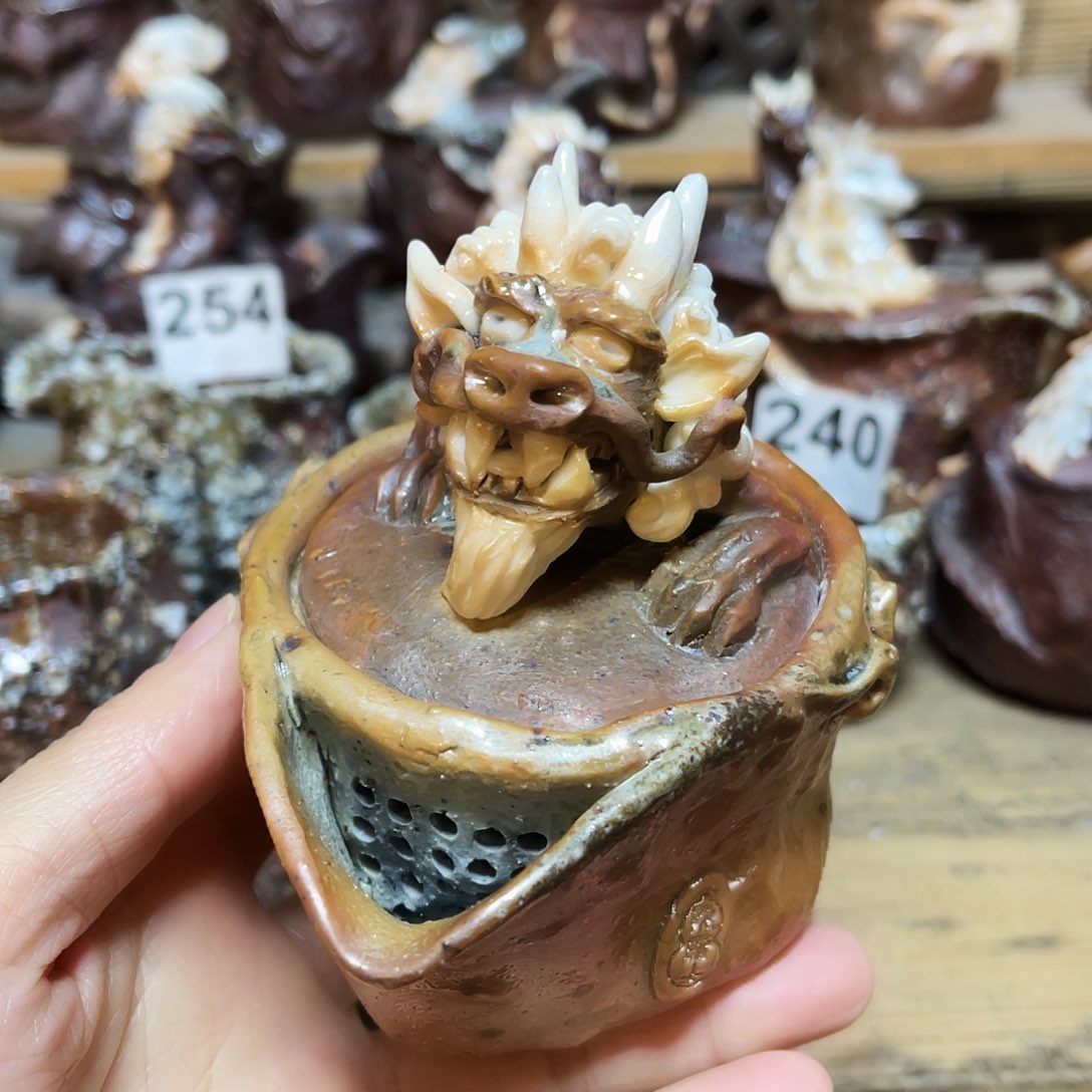 杯柴烧粗陶手捏宝瓶特价