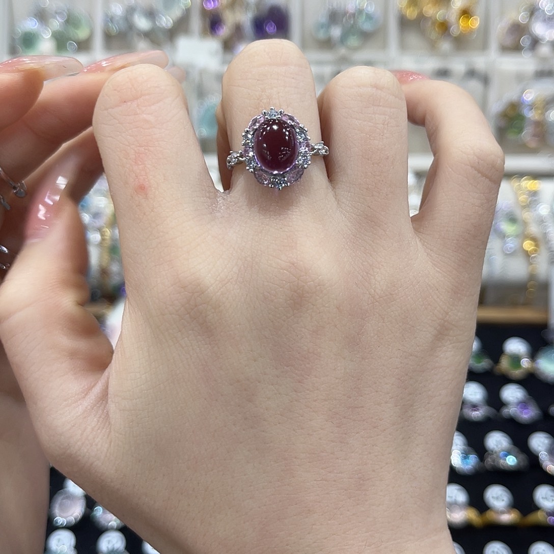 小***君紫晶银S925镶嵌戒指