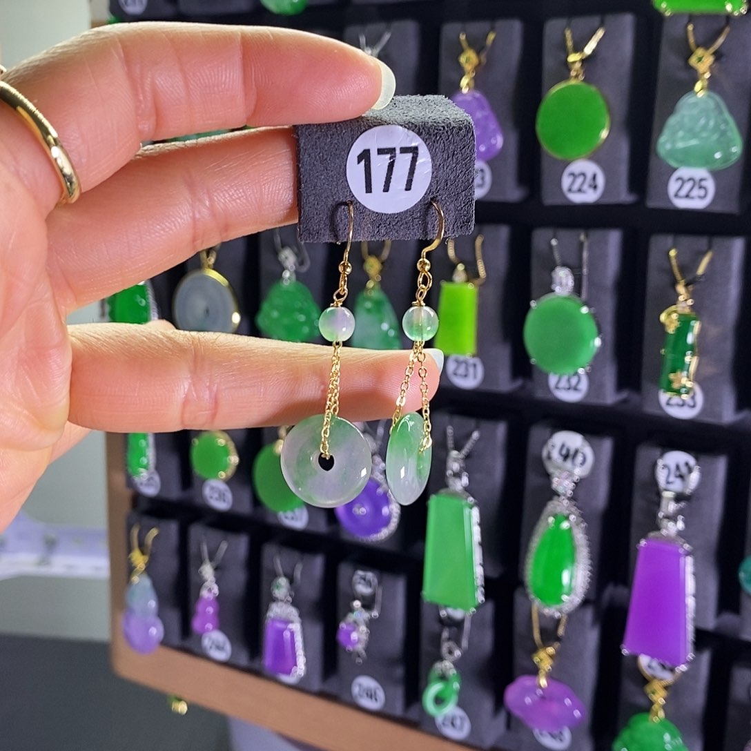 银S925镶嵌翡翠耳饰177