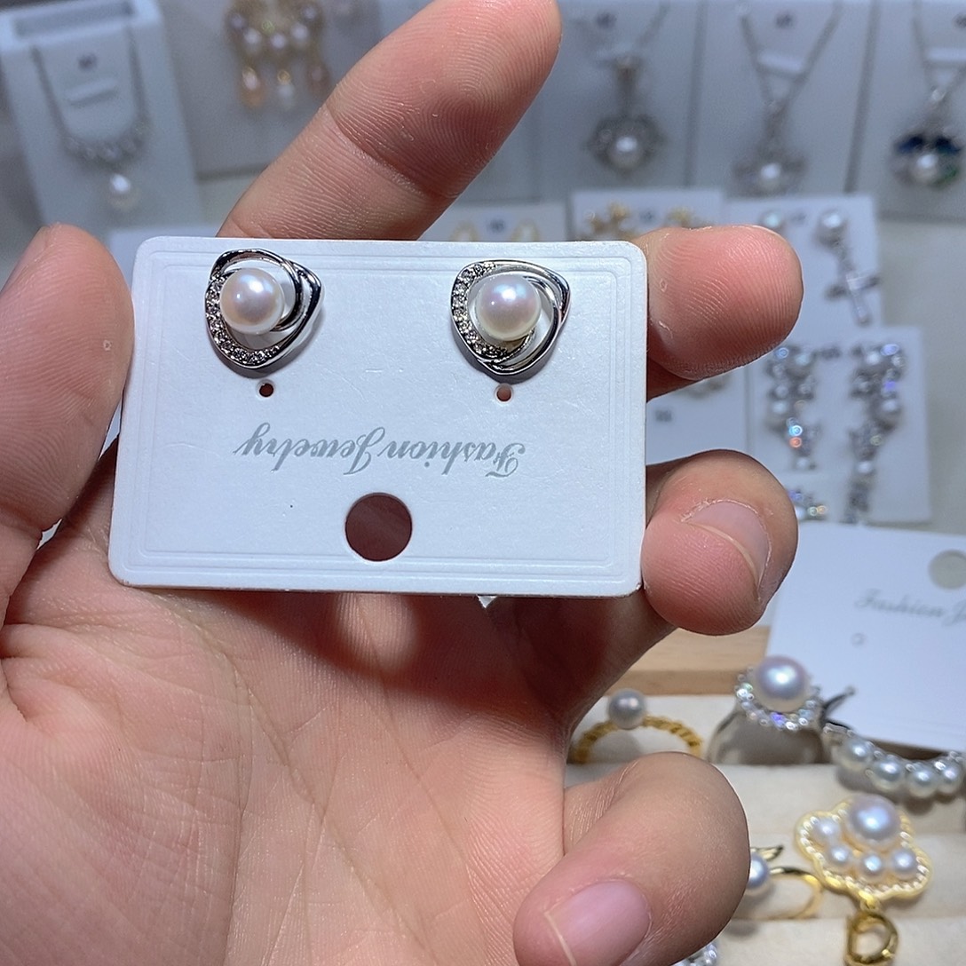 淡水珍珠耳饰银S925镶嵌