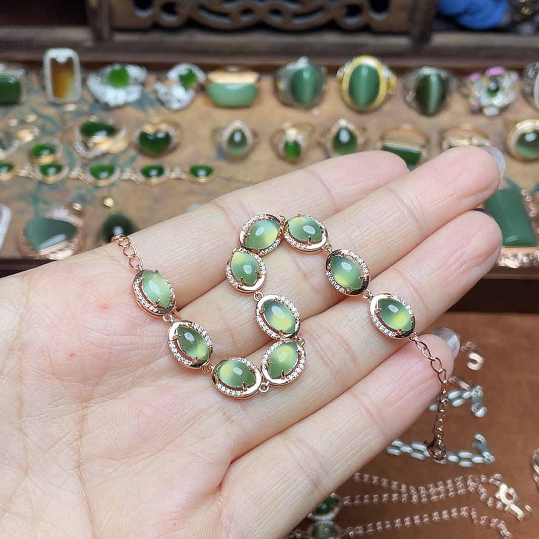 和田玉（碧玉）银S925镶嵌吊坠(不含链)