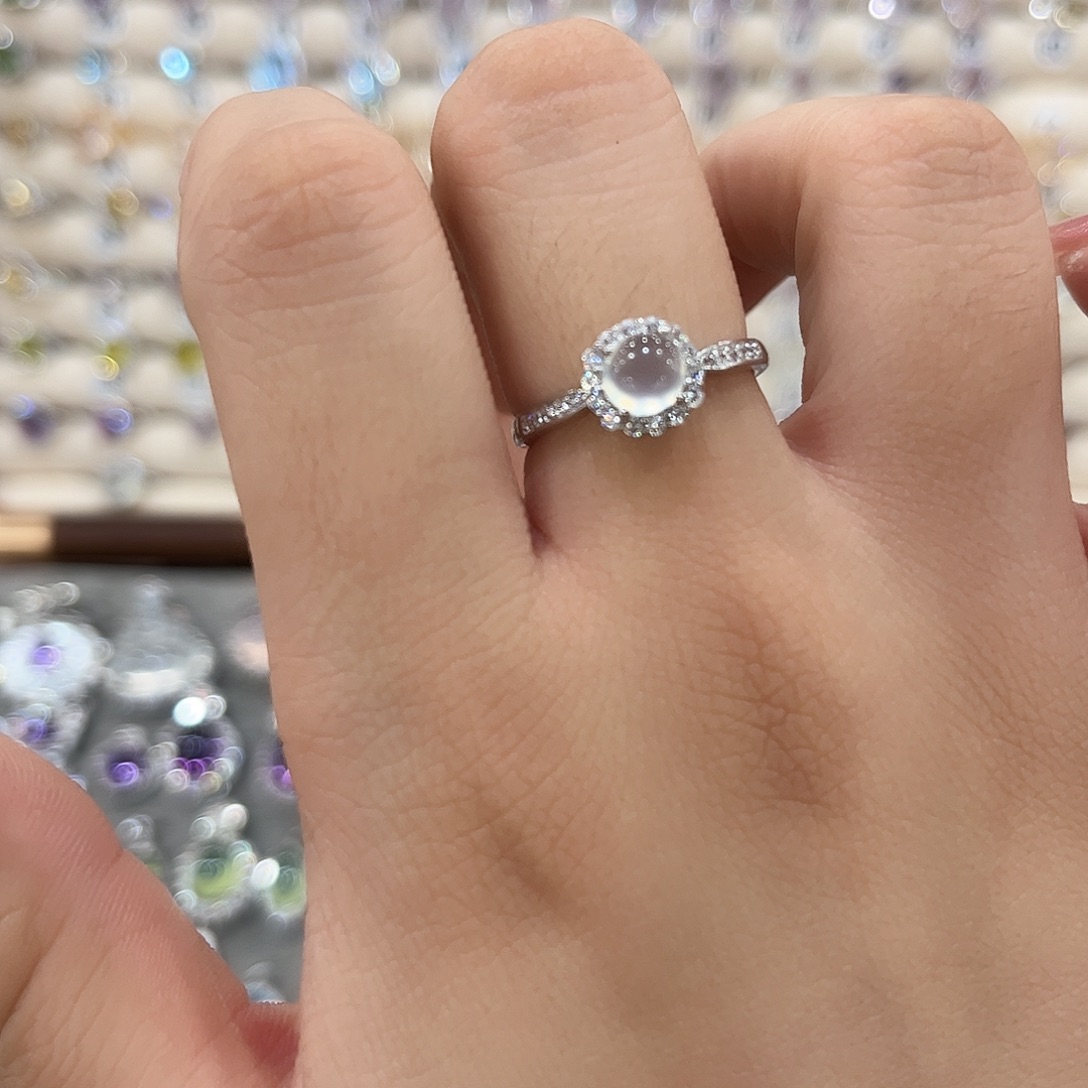 蛇纹石玉银S925镶嵌戒指