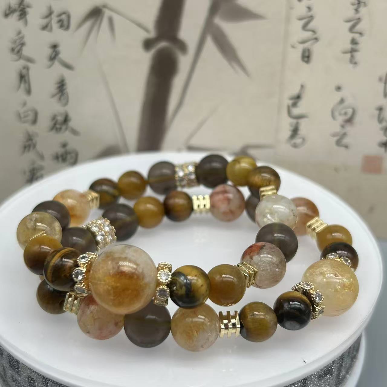 【老王好礼】天然水晶多宝金霸手串-多样性发一