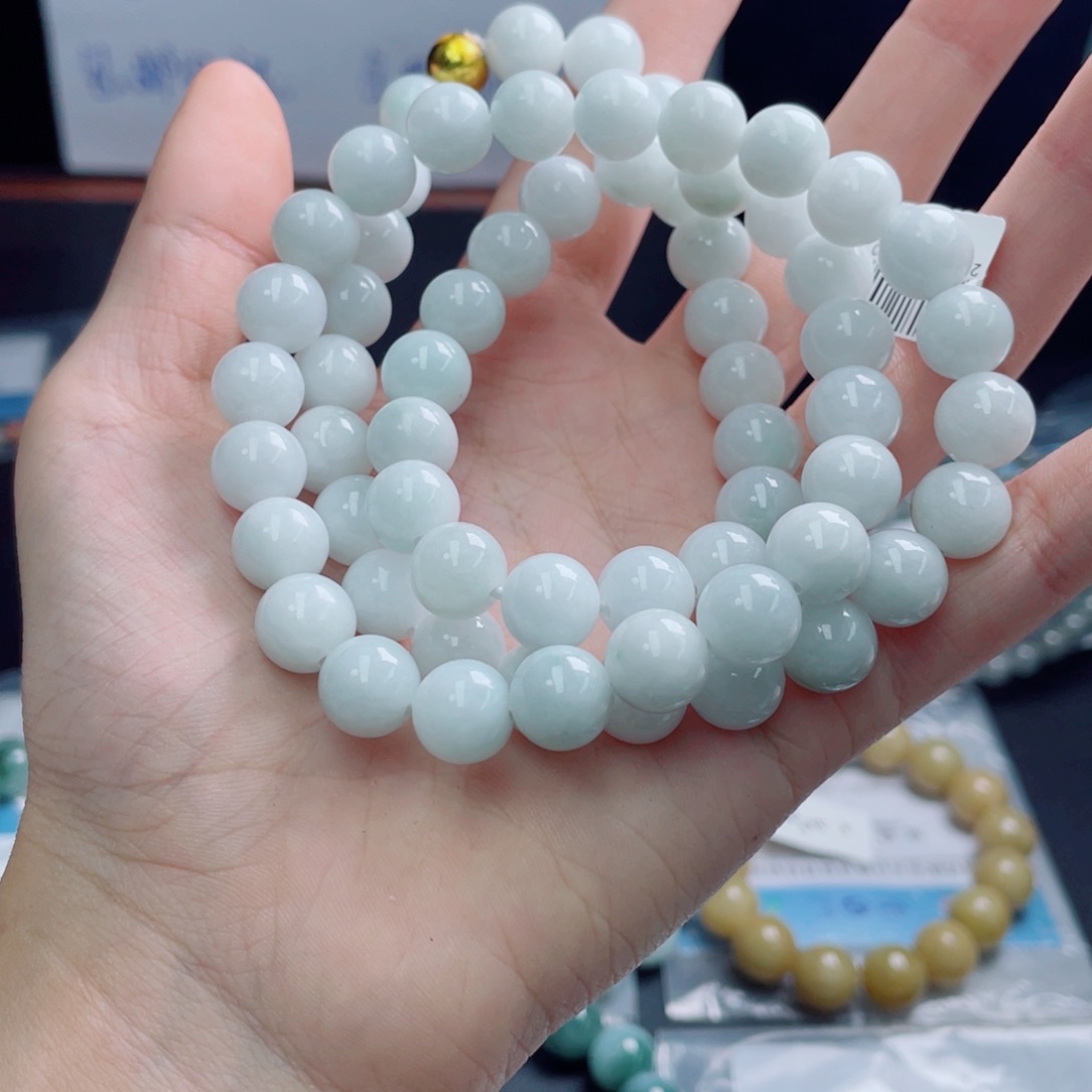 未镶嵌定制翡翠珠串9.8
