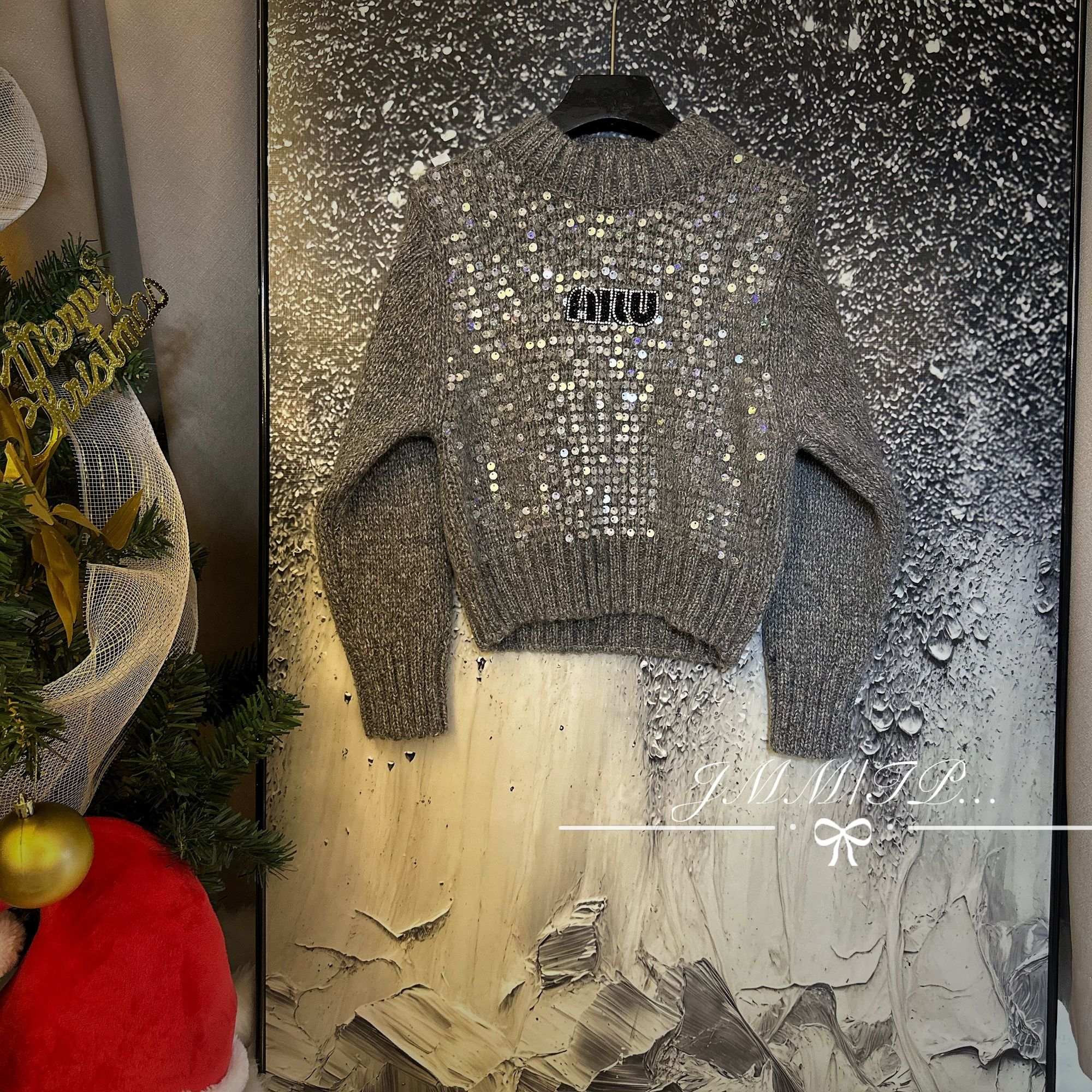 【秋冬款】F038女童亮片毛衣复古风半高领休闲圆领针织衫