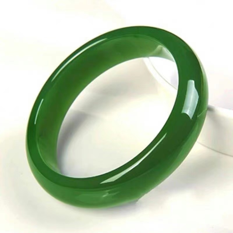 【官方甄选】新疆和田玉菠菜绿手镯