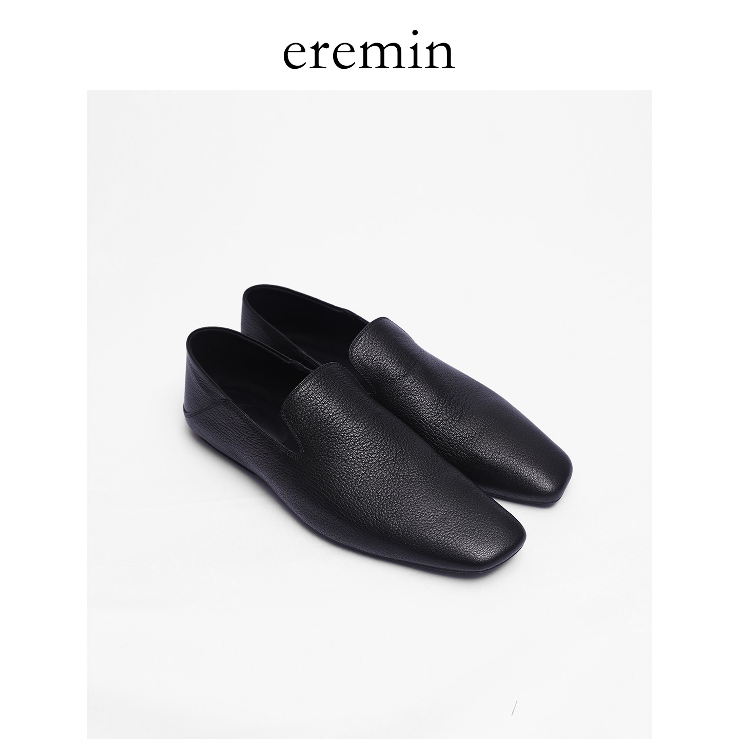 Min 复古方头水晶山羊皮法式通勤一脚蹬乐福鞋55952