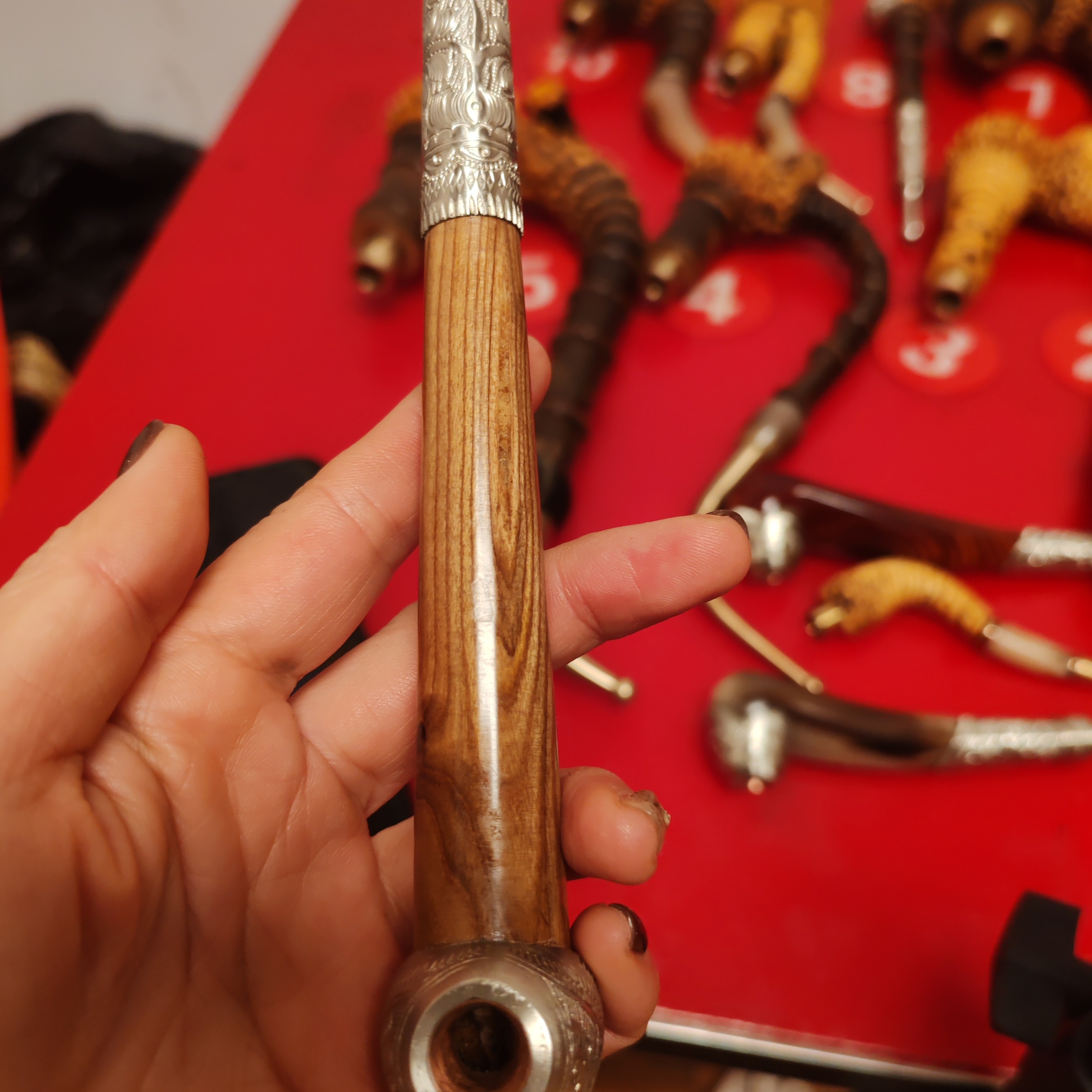 二十公分白铜套子蜂蒿烟杆