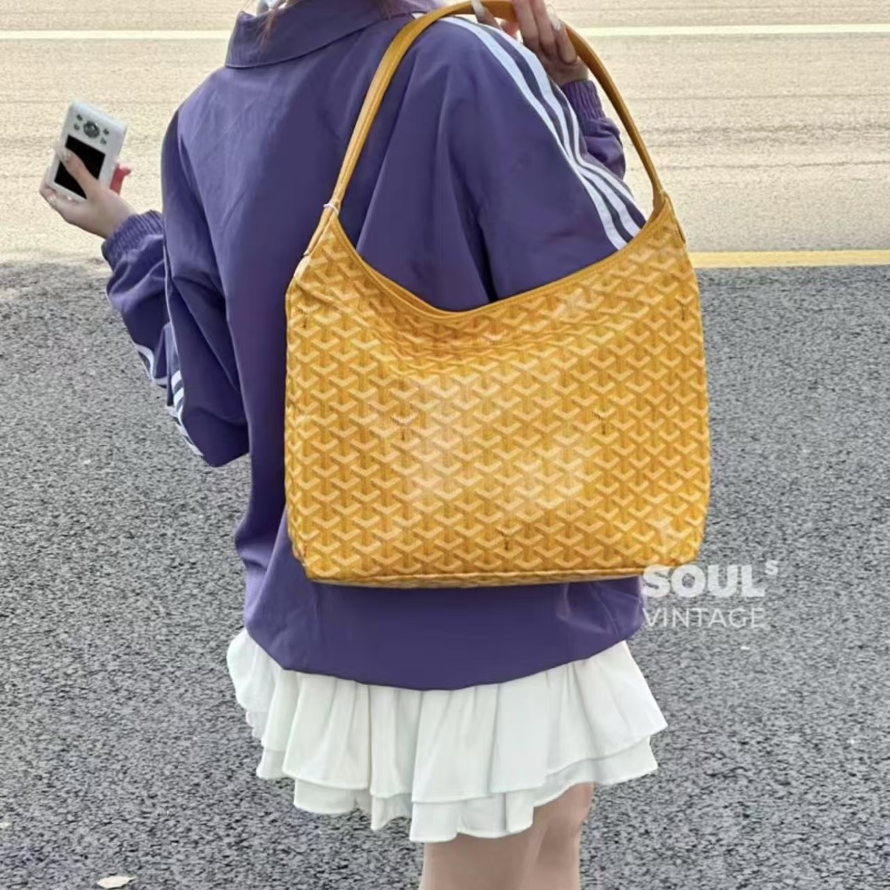 95新 Gaoy/戈雅 Goyard黄老花 hobo单肩包/617642891