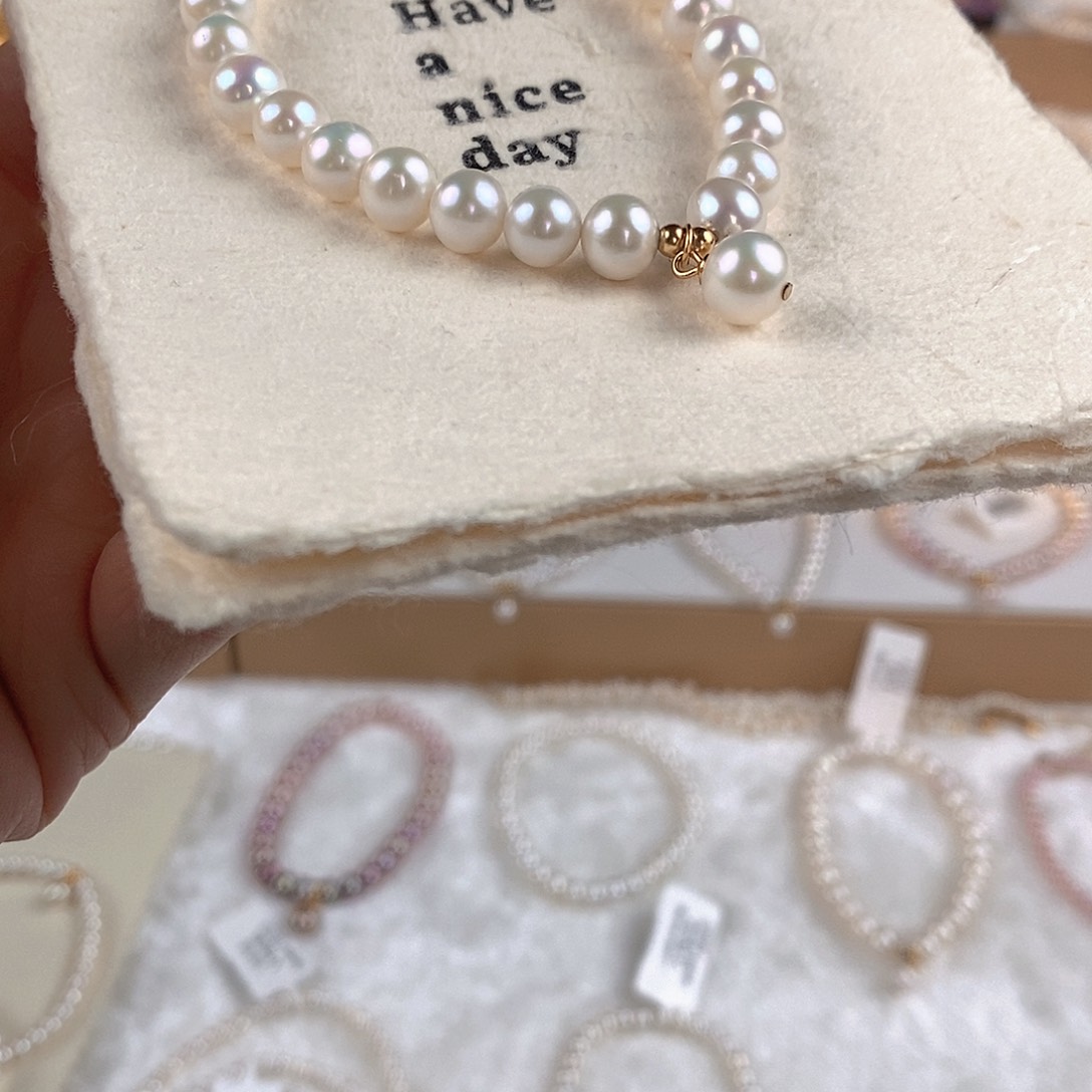 手绳银S925镶嵌淡水珍珠