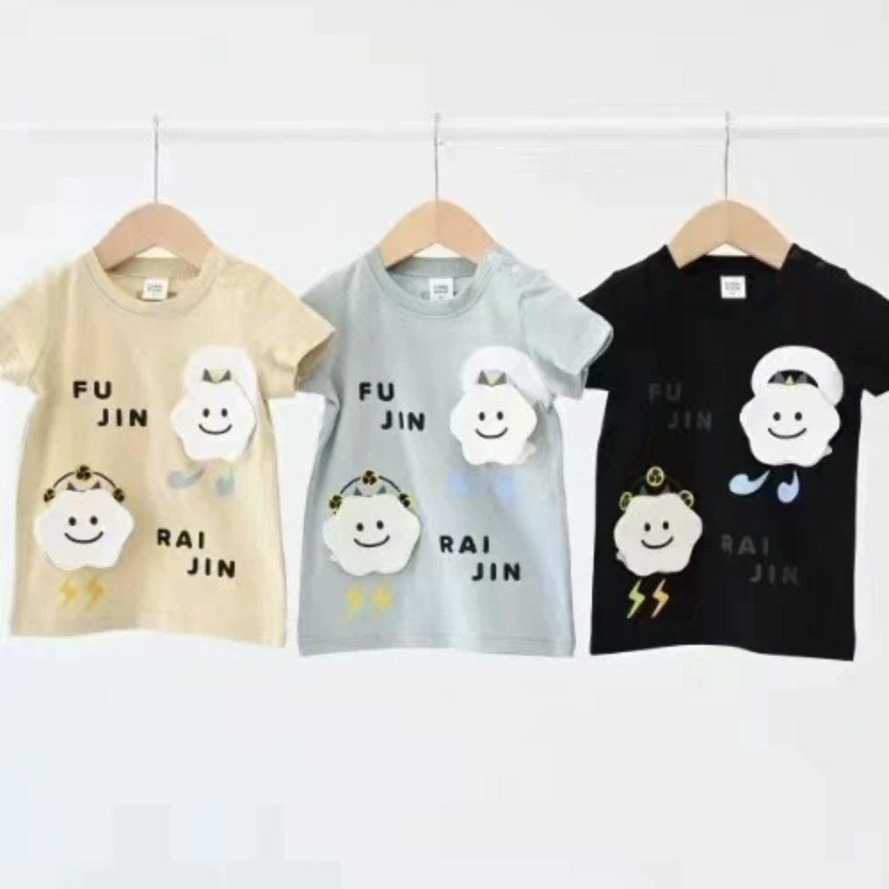 日单cheekro*m趣味卡通T恤知育服柔软立体互动开发儿童夏季