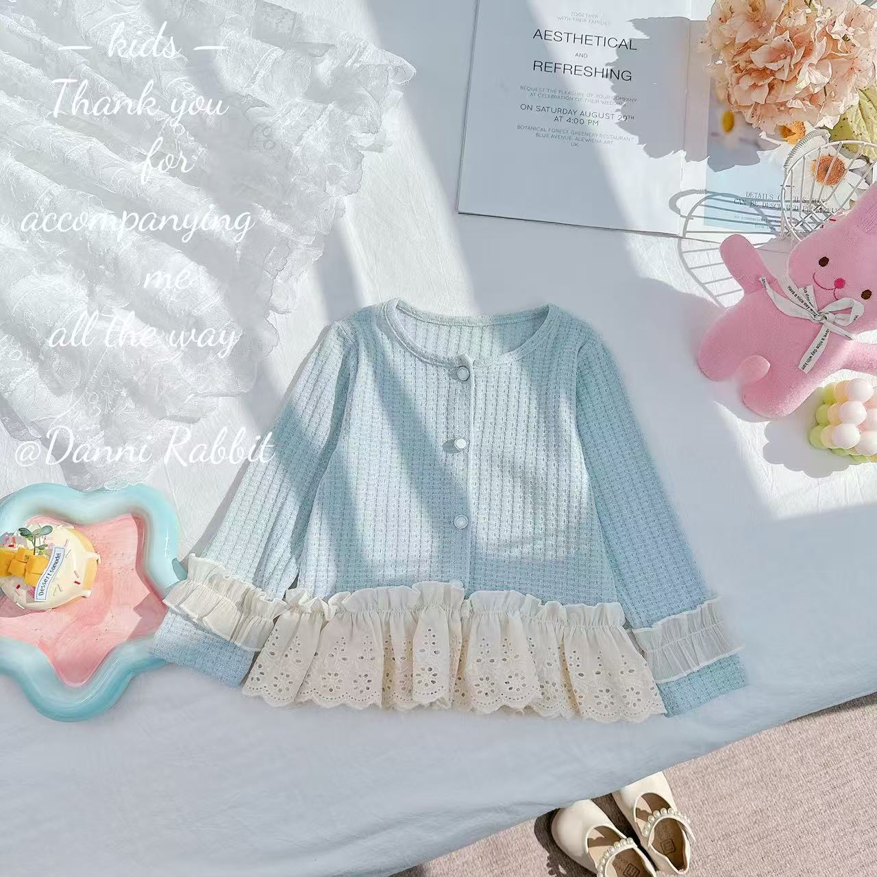 【Dannirabbit】*韩里韩气蓝色开衫百搭不出错* W-68