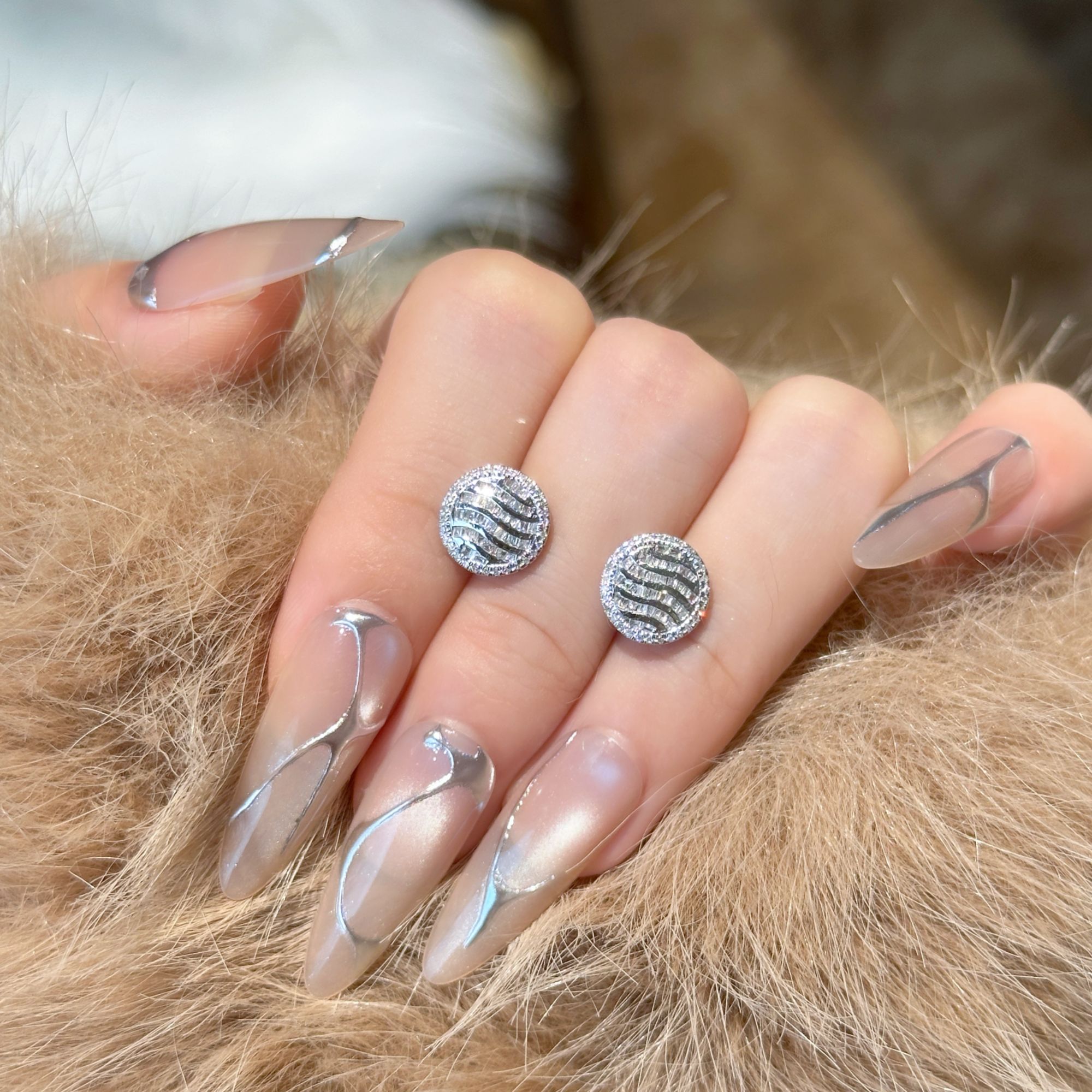 【六言精选3号】1846水波纹圆耳钉