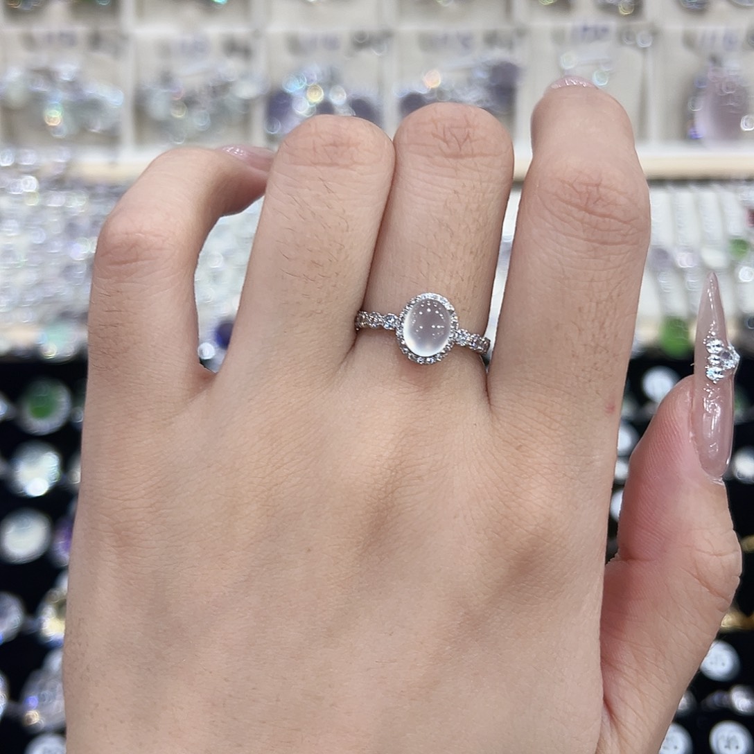 岫玉银S925镶嵌戒指