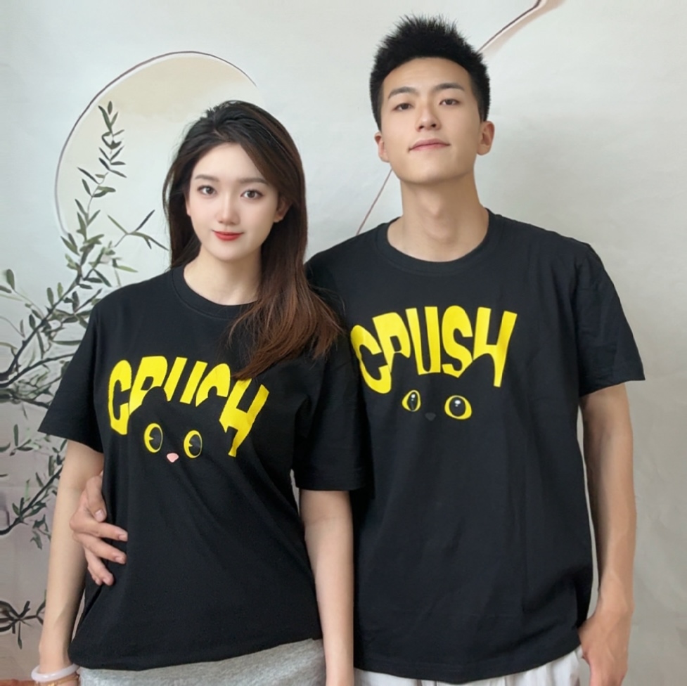 情侣装纯棉短袖T恤夏季新款宽松显瘦小众设计感男女上衣潮牌班服