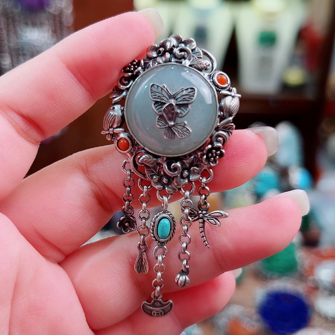 翡翠银S925镶嵌戒指/指环国风