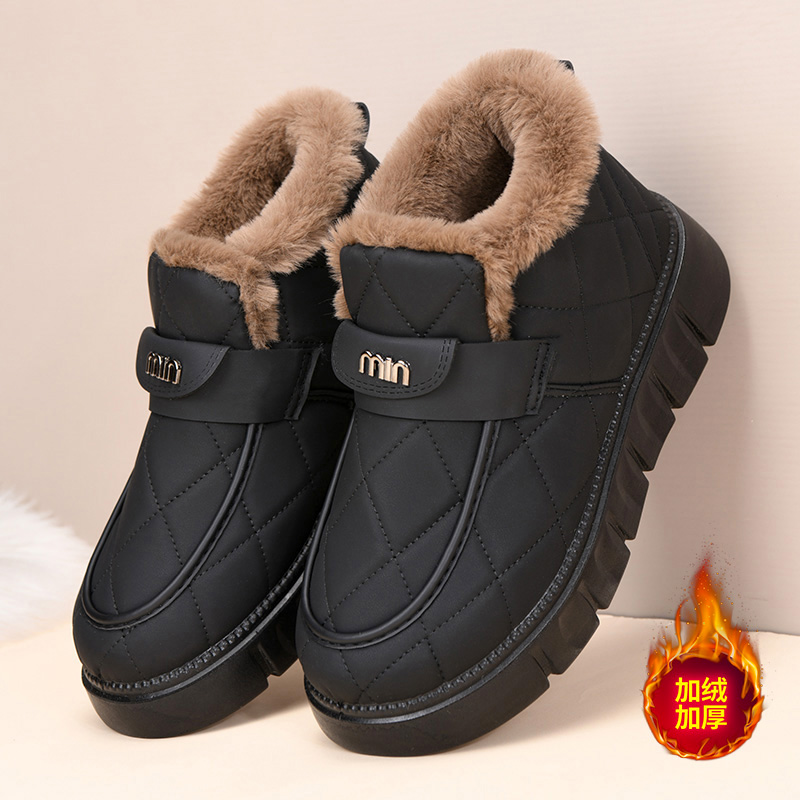 高帮软底妈妈鞋时尚雪地靴牛反绒羊羔毛雪地靴雪地靴