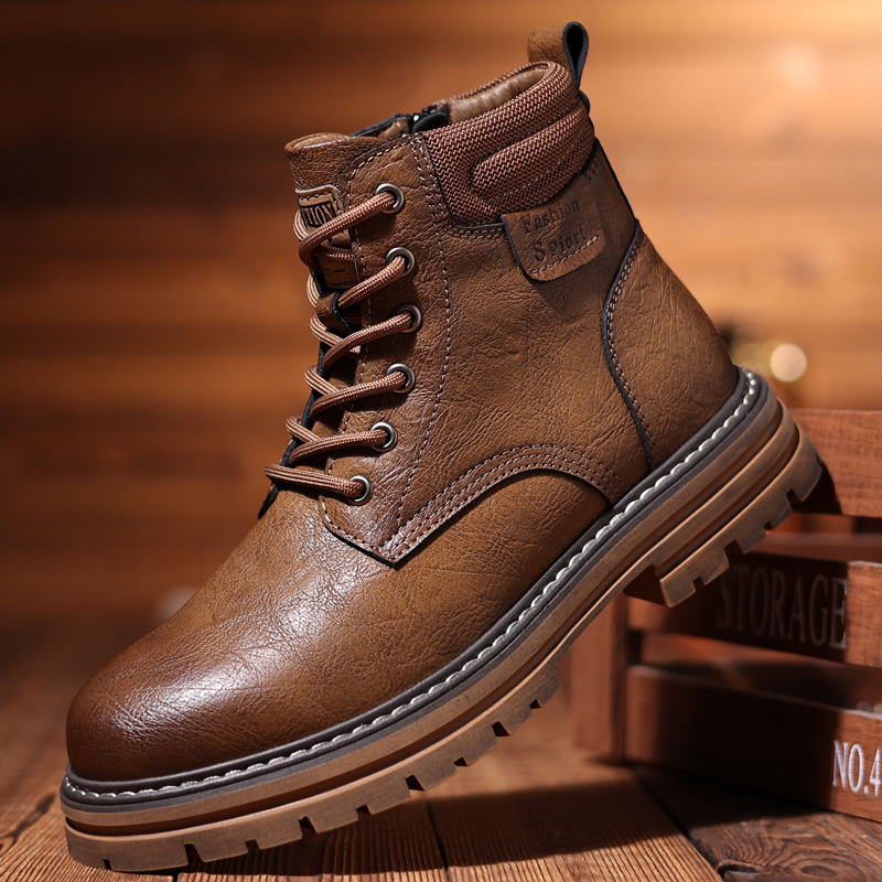 2025新款马丁靴男工装靴男士时尚休闲厚底中帮复古秋冬百搭潮流靴