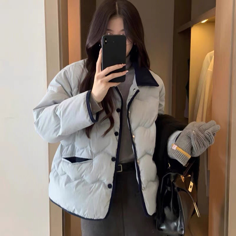 百搭棉服女短款拼接灯芯绒小香风818新款冬季棉衣棉袄保暖外套