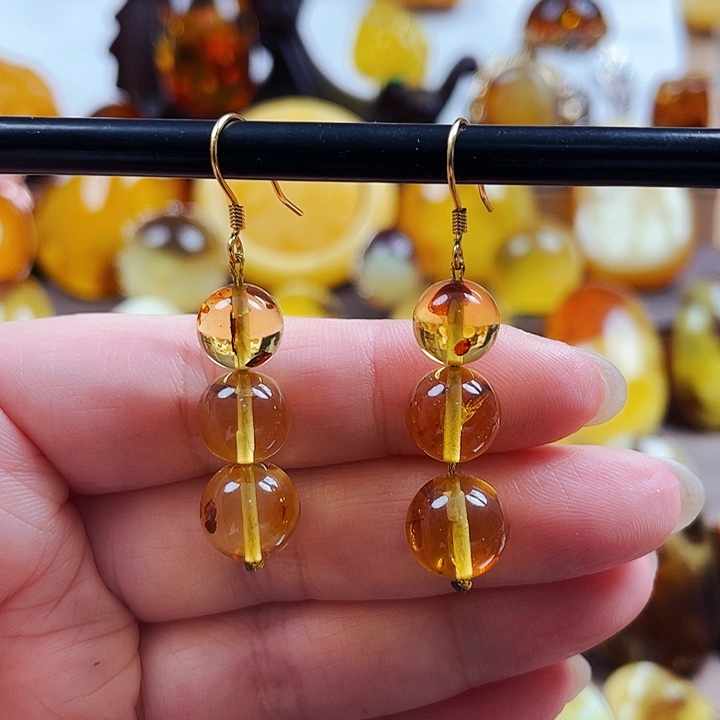 琥珀颈饰未镶嵌耳环