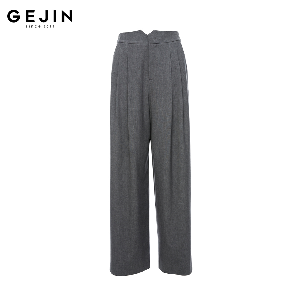 GEJIN/歌锦2025早春新款时尚百搭简约宽松高腰阔腿裤9122530051