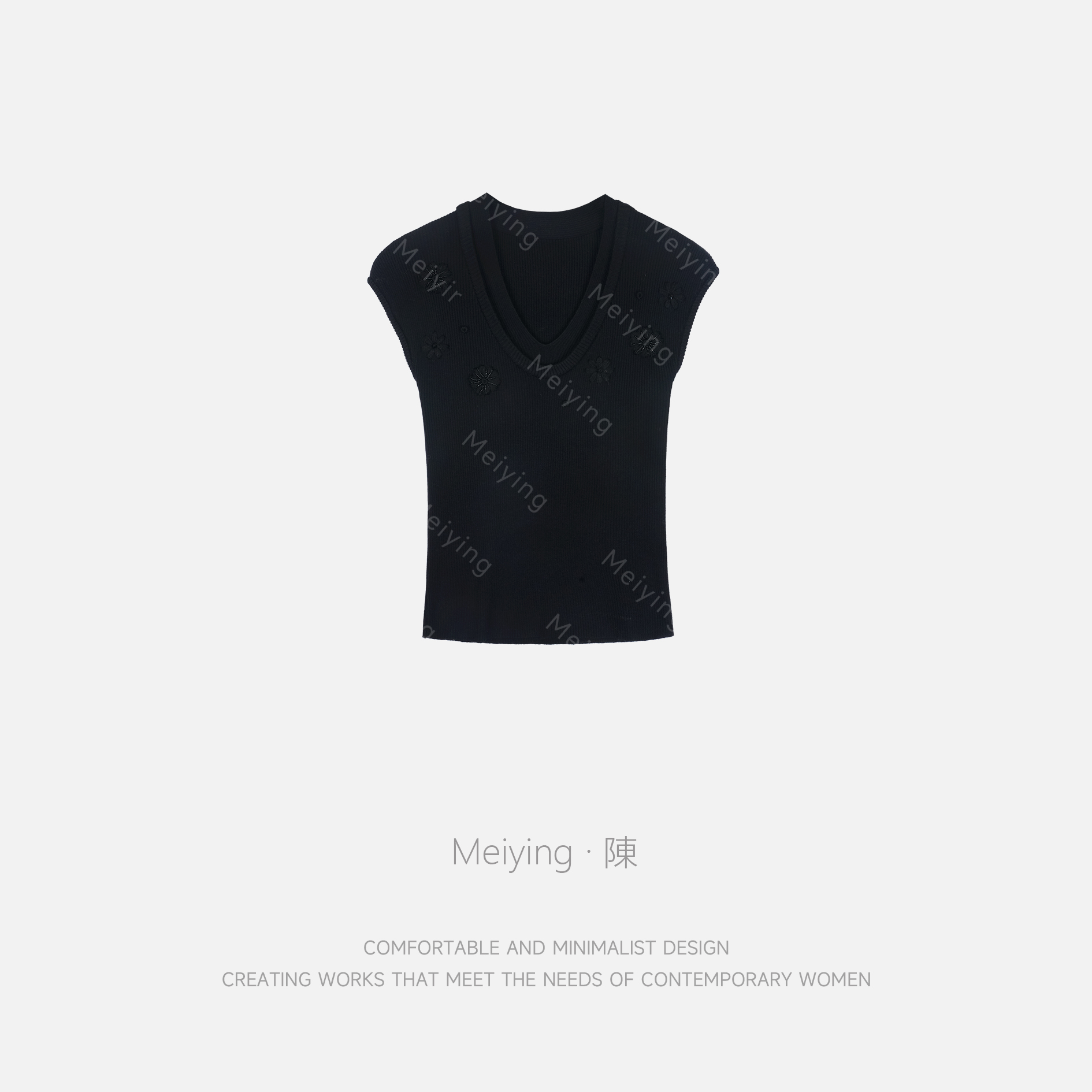 Meiying-“西海岸”U领小花针织衫YA5QZ004